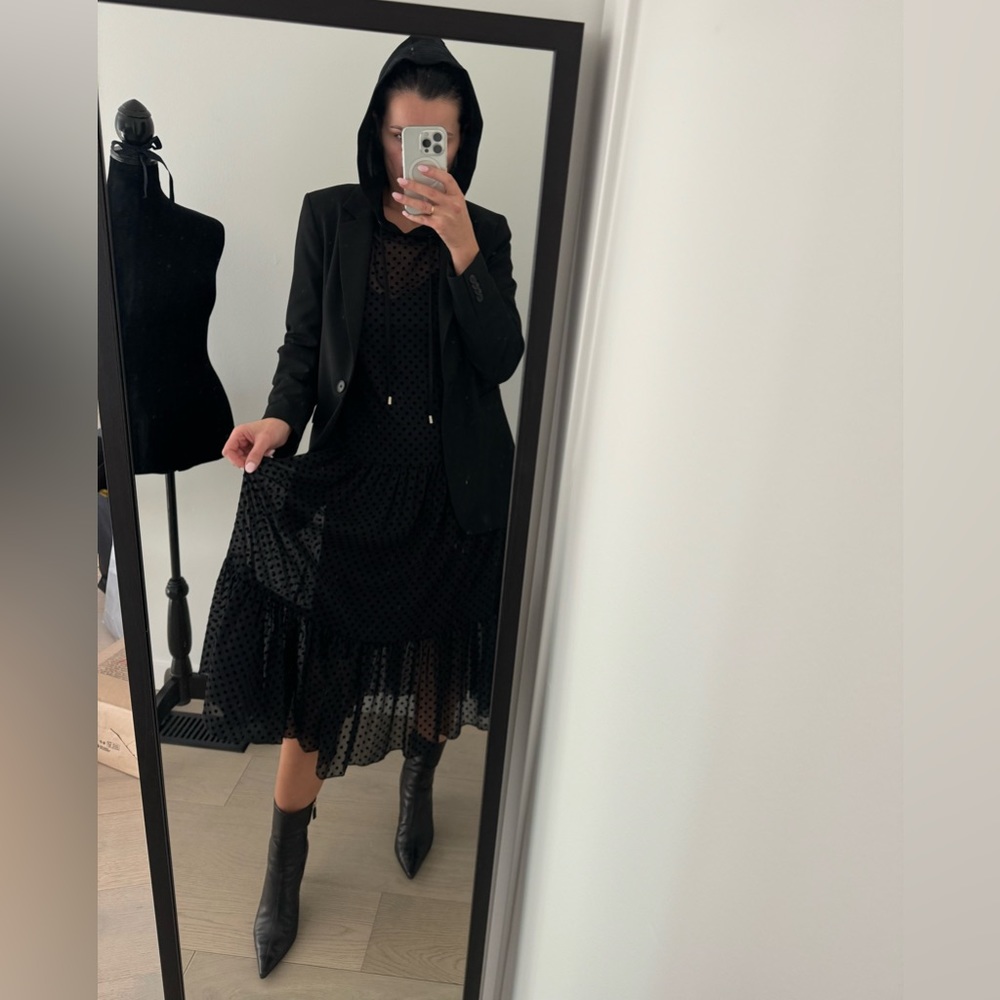 Zara black hooded midi dress size S